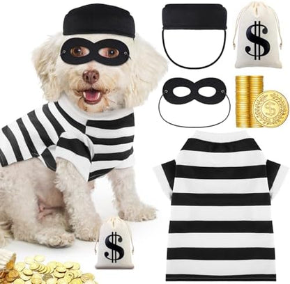 Small Dogs Robber Costume Set Halloween Robber Puppy Costume,S by Velmitten