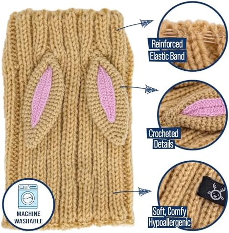 Zoo Snoods Jack Rabbit Costume - Knit Dog Snood Ear Wrap for Pets, Warm Neck Cover for Halloween and Winter (Large) - Image 3