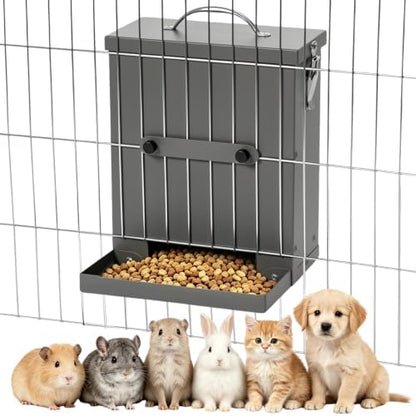 VNHHPCH 7Lbs Metal Automatic Dog Cage Feeder for Pet Puppy Cat Rabbit