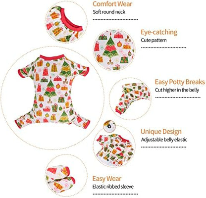 CuteBone Small Dogs Christmas Outfit Soft Puppy Onesies Pjs Dog Pajamas Pet Coat Cat Apparel Comfy Doggie Jumpsuit Bodysuit for All Seasons - Image 2