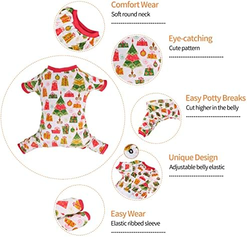CuteBone Small Dogs Christmas Outfit Soft Puppy Onesies Pjs Dog Pajamas Pet Coat Cat Apparel Comfy Doggie Jumpsuit Bodysuit for All Seasons - Image 2