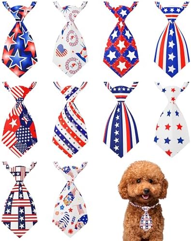 PET SHOW 10 Pack 4th of July Dog Ties Neckties XS for Small Dogs by PETSHOW