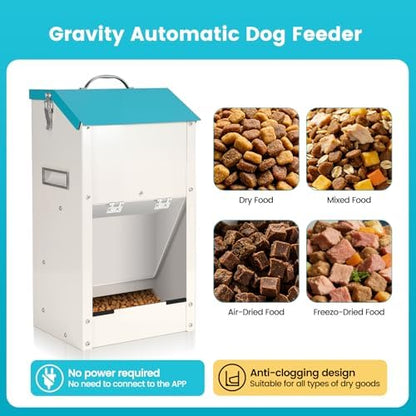 Automatic Dog Feeder Large Breed, Galvanized Dog Dry Food Dispenser