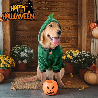 Idepet Large Dogs Halloween Dinosaur Costume Jacket Pet Dog Warm Fleece Winter Clothing Outfits Funny Apperal Golden Retriever Pitbull Clothes Hoodie (8XL) - Image 5