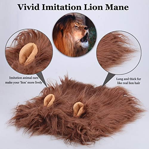 Onmygogo Lion Mane Wig for Dogs with Ears, Funny Pet Costumes for Halloween Christmas - Image 3