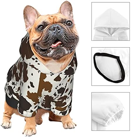Fashion Pet Dog Cat Hoodies,Cow Skin Brown Pet Clothes Puppy Winter Sweatshirt Warm Sweater Coat Jacket M - Image 4