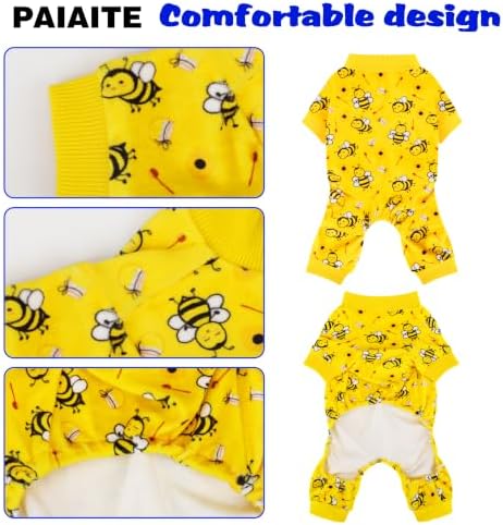 Paiaite Dog Pajamas Onesie: Comfortable Four-Legged Apparel for Small, Medium, & Large Dogs, Polyester Material for Comfort, Wrinkle Resistance, Moisture Wicking, Stretchiness Cute Bee Sky Blue 2XL - Image 2