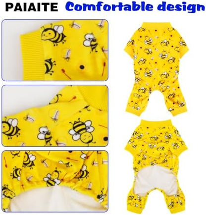 Paiaite Dog Pajamas Onesie: Comfortable Four-Legged Apparel for Small, Medium, & Large Dogs, Polyester Material for Comfort, Wrinkle Resistance, Moisture Wicking, Stretchiness Cute Bee M - Image 2