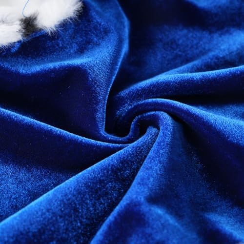 Lovelyshop Royal Velvet Pet Cloak with Fur Trim for Cats & Dogs, Blue, XS - Image 4