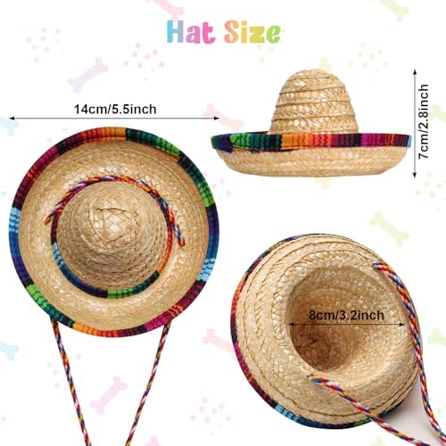Fumwase Multicolor Sombrero Hats Bandana for Small Pets - Image 3