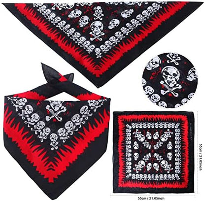 2 Pieces Skull Print Pet Pirate Hat with Pirate Skull Bandana Dog Cat Captain Cap Halloween Pirate Cosplay Costume Halloween Party Hat Dress Up Costume Accessories (C) One Size - Image 3