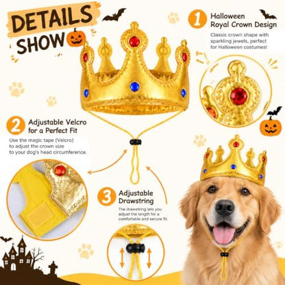 Dog Halloween Costumes for Large Dogs,Funny Dog Costume King Crown Cape(L) - Image 5
