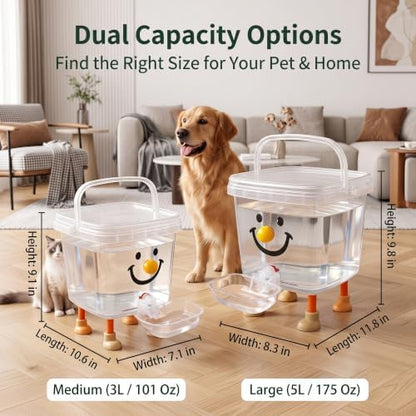 Automatic Dog and Cat Water Feeder, Self Dispensing Pet Waterer (Yellow, 170fl oz)