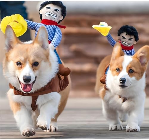 NACOCO Cowboy Rider Dog Costume for Dogs Clothes Knight Style with Doll and Hat for Halloween Day Pet Costume (XS) Blue - Image 4