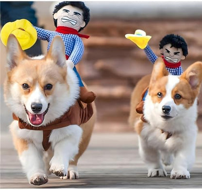 NACOCO Cowboy Rider Dog Costume for Dogs Clothes Knight Style with Doll and Hat for Halloween Day Pet Costume (S) - Image 4