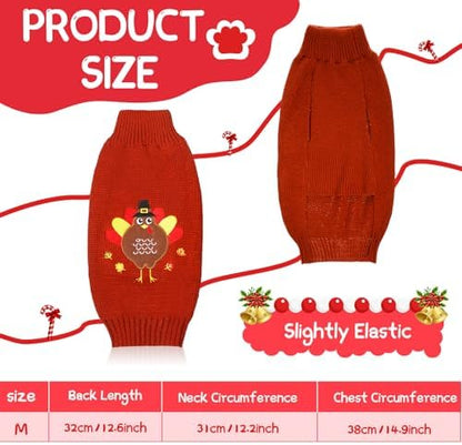Sanwuta 3 Pcs Thanksgiving Christmas Dog Sweaters Sets, Medium - Image 2
