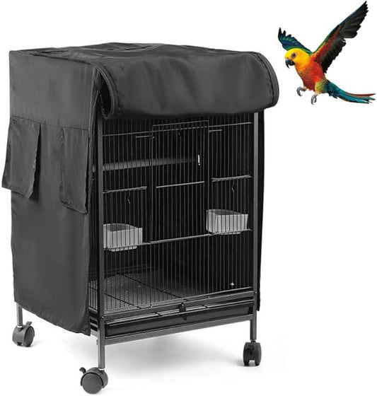 DONGKER Birdcage Cover,Breathable Waterproof Windproof Parrot Cage Cover Shade with Zipper Panel for Parakeet Macaw Lovebird Without Cage(30.3"x18"x18")