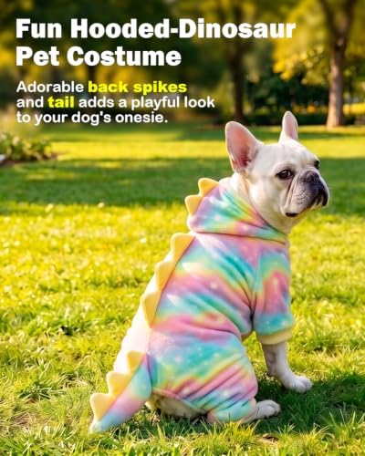 CuteBone Dinosaur Pet Costume Onesie - Hooded Puppy Pajamas - Small Dog Clothes Cat Full-Body Romper COSH09XL - Image 2