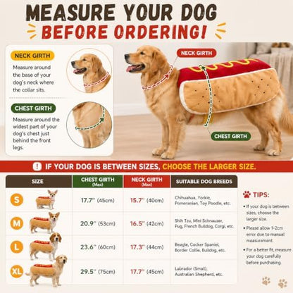 Hot Dog Costume for Dogs, Funny Hot Dog Dog Costume with Adjustable Fit, Cute Pet Halloween Costume for Small Dogs,Cats, Dog Costume for Halloween Party Cosplay - Image 4