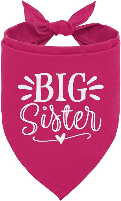 Big Sister Dog Bandana, Dog Bandana, Deep Pink Pet Dog Scarf Accessories, Pet Dog Triangle Scarf, Dog Bandana for Small Medium Dogs, Baby Announcement Dog Bandana, Dog Bandana Pet Scarf (M)