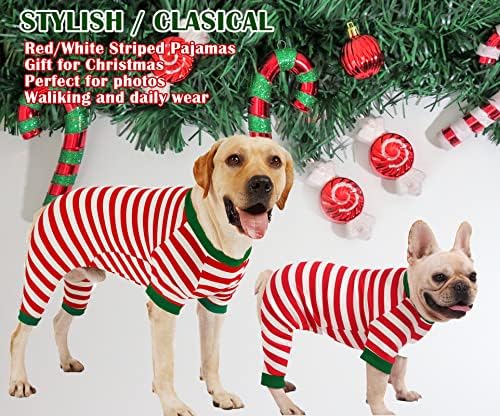 Dog Christmas Pajamas Small,Red and White Striped Pjs for Boy Girl Dogs,Thermal Warm Cotton Holiday Jumpsuit for Big Dog,XS - Image 3