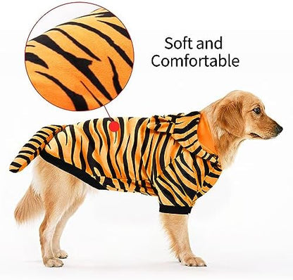 Dog Halloween Tiger Costume Pet Funny Uniform Cat Tiger Cosplay Clothes for Small to Medium Dogs(M) - Image 2