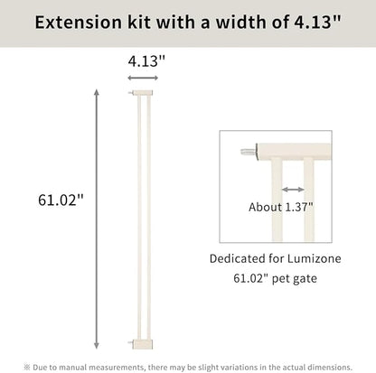 Lumizone Extra Tall Cat Gate Extension Kit 61.02" High Pressure Mounted 4.13" Extra Wide 1.37" Gap No Drilling Tall Pet Gate for Dogs (Cream, 61.02" H x 4.13" W, Extension)