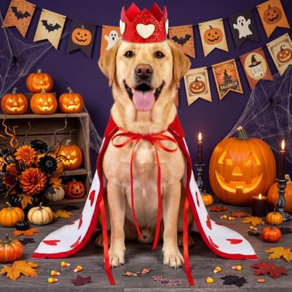 Hillban Halloween Dog King Costumes Heart Crown Queen Pet Cloak Set L - Image 6