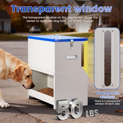 50lbs Automatic Dog Feeder Large Breed, Outdoor Gravity Dog Feeder