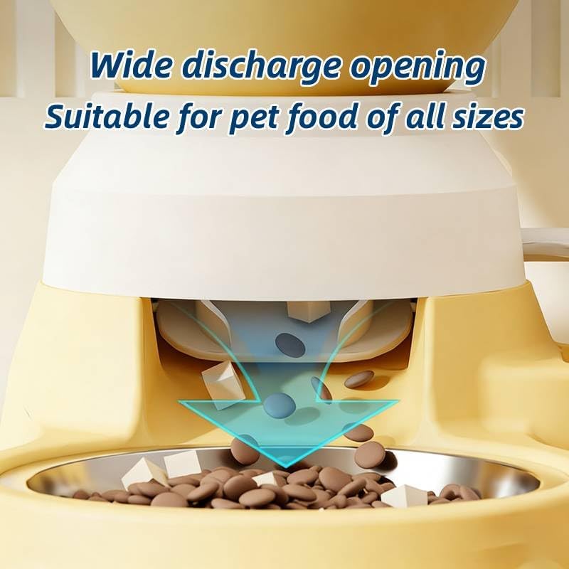 Automatic Gravity Pet Feeder Dispenser,Treat Dispenser with Button for Slow Feeder,Dog Waterer and Food Feeder for Cats Dogs (White)