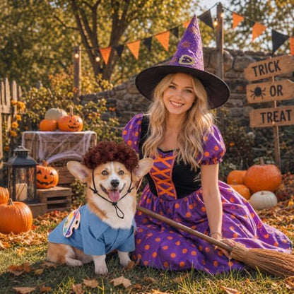 Dansydaisy 4 Pcs Halloween Dog Costume, Puppy 80s Painter Artist Outfit, M - Image 5