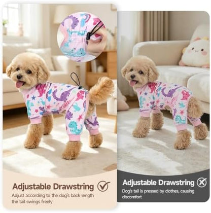 XPUDAC 4 Pack Dog Pajamas for Small Dogs, Cute Puppy Clothes with Drawstring Adjustable, Stretchy Soft Dogs Pjs Onesie Shed Defender Doggie Suit Pet Clothes Girl Outfit, XXS - Image 6