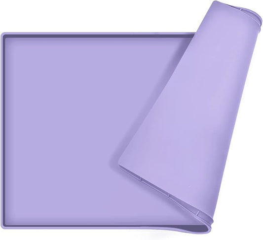Dog Food Mat,Silicone Waterproof Food Tray,Non Slip Pet Bowl Mats Placemat,0.8" Raised Edge,Suitable for Most Small and Medium Sized Pets,28" x 18"