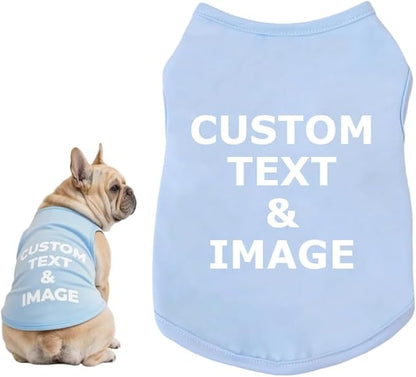 Custom Dog Shirt,Personalized Pet Apparel with Name Text Photo Image,Lightweight Breathable Puppy Kitten Cotton Vest for Small Medium Dogs Cats,Puppy Gift (Blue, Medium)