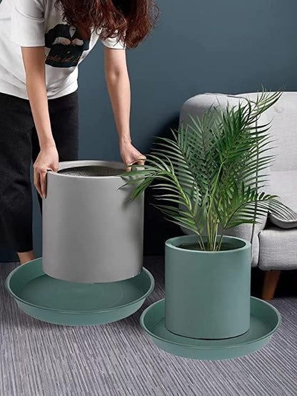 6 Pack of 7 inch Plant Saucer, Heavy Duty Plastic Plant Water Tray 7 inch Round, Flower Plant Saucers for Indoors No Holes, Plant Dishes Saucer for Planter 7"/8" (7", Green)