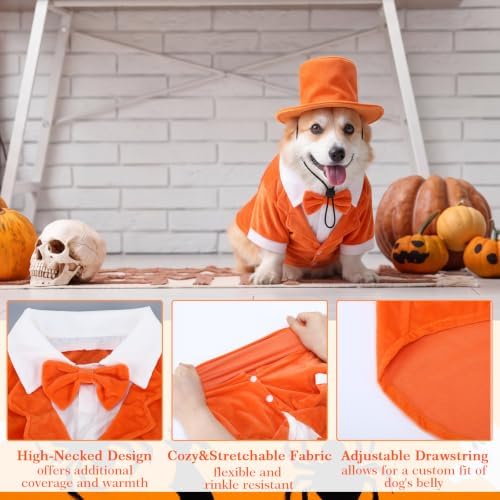 Dansydaisy 2 Pcs Halloween Orange and Blue Tuxedo Dog Costumes, Orange, 3XL - Image 2