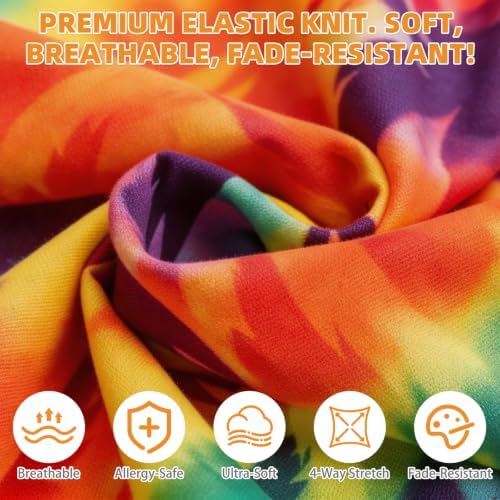 Dog Halloween Costumes,4Pcs Hippie Pet Outfit Wig Rainbow Sunglass Peace Necklace Tie-dye Bandana, Adjustable Funny Cat Cosplay Decoration for Christmas Party Festival Small Medium Large Dogs Girl Boy - Image 5