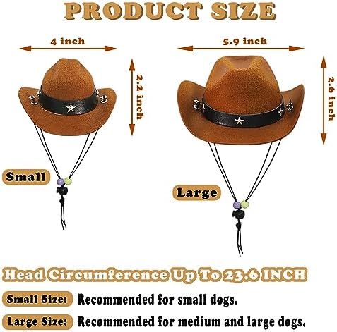 GOYOSWA Dog Halloween Costumes, Dog Cowboy Costume Halloween Dog Cowboy Hat Halloween Dog Bandana Scarf Funny Dog Halloween Costumes for Small Medium Large Dogs Pets (Brown Hat & Red Bandana, Large) - Image 4