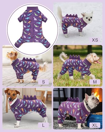 CuteBone Dinosaur Costume Dog Pajamas, Stretchy Spandex Crystal Velvet Sleepwear Coat for Small Dogs, Soft & Warm Pet Outfit Clothes for Cold Weather, Cozy Pullover Design COSP04L - Image 5
