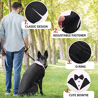 Dog Tuxedo for Medium Dogs, Dog Suit and Bandana Set, Dog Costume Outfit - Image 4