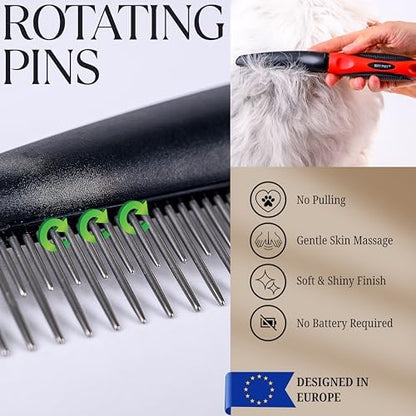 Poodle Comb with Rotating Teeth - 5-in-1 Dog Dematting Tool - Used for Small Size Breeds and Puppies - Cat Comb for Shedding and Deshedding - Image 3