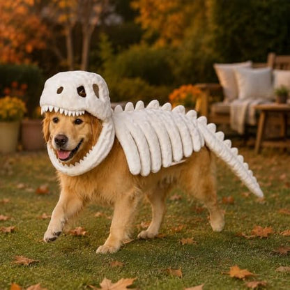 Dog Dinosaur Costume, Soft Plush Halloween Pet Cosplay Costume, Cute Dino Dress Up Apparel for Medium & Large Dogs Cats, Funny Outfit for Holiday Party - Image 6