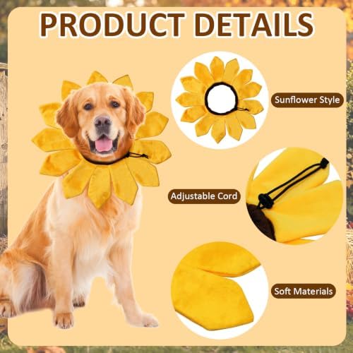 Dog Halloween Costumes, Sunflower Dog Costume Adjustable Sunflower Collar for Small Medium Large X-Large Dogs Pets (Large) - Image 4