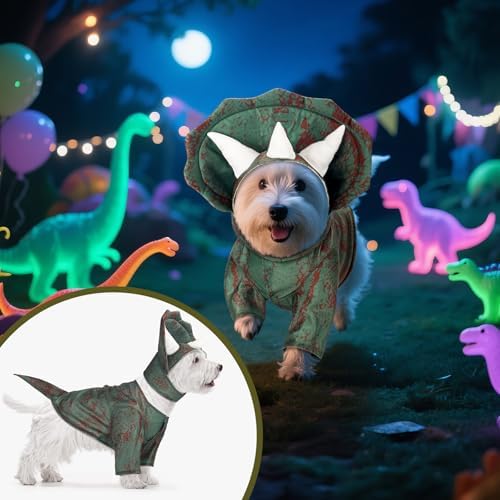 Huhumy Triceratops Dog Costume Halloween Dino Dog Costume Cosplay, Small - Image 6