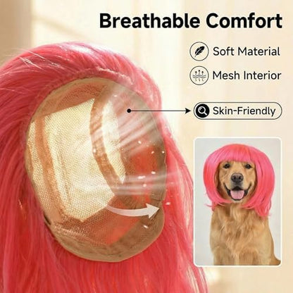 Dog Bob Wig Cat Halloween Costume for Small Medium Large Dog,Pink - Image 6
