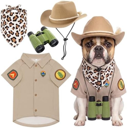 4 Pcs Halloween Dogs Safari Explorer Costume Set Outfit for Pet Cats, M by SilTriangle
