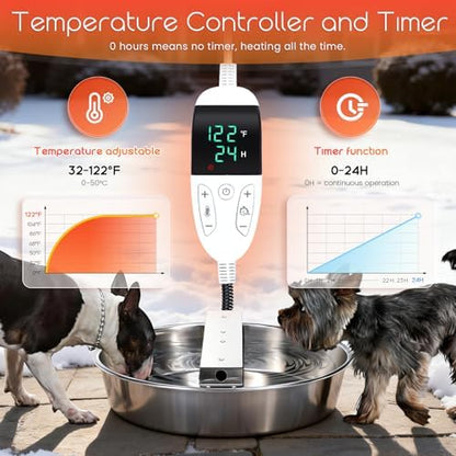 Heated Automatic Dog Water Bowl Dispenser Outdoor for Large Dogs
