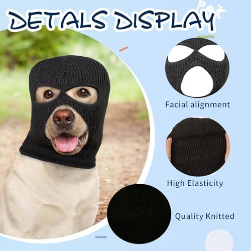 HOWWFALY Dog Halloween Christmas Costume Ear Muffs Noise Protection Knitted Dogs Ears Warm Hats Dog Robbers & Thieves Mask Funny Pet Cosplay for Medium Large Pets(Black Mask) - Image 4
