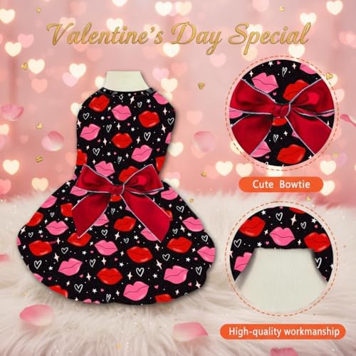 Valentine’s Day Dog Dress Cute Heart Pattern Puppy Skirt Adjustable Pet Outfit for Small & Medium Dogs Holiday Party Costume for Dogs - Image 3