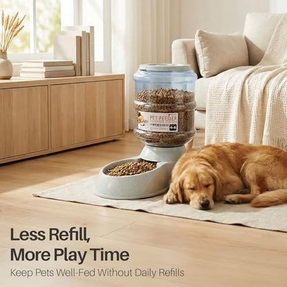 Flexzion Gravity Pet Feeder, Dog and Cat Food Dispenser, 1-Gallon Capacity